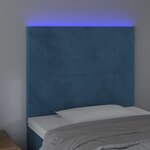 vidaXL Tête de lit à LED Bleu foncé 90x5x118/128 cm Velours