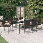 vidaXL Ensemble de salle à manger de jardin 9 Pièces Noir