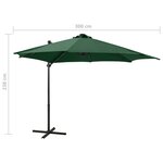 vidaXL Parasol déporté avec mât et lumières LED Vert 300 cm