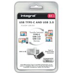 Clé USB Integral Fusion 64 Go USB 3.0 + Type C