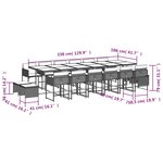 vidaXL Ensemble à manger de jardin 17 Pièces coussins noir résine tressée