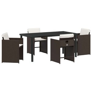 vidaXL Ensemble de salle à manger pour jardin 5 Pièces Marron polyrotin