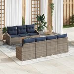 vidaXL Ensemble de canapé de jardin 8 Pièces gris et bleu marine