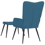 vidaXL Chaise de relaxation avec tabouret Bleu Velours