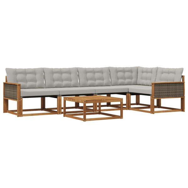 vidaXL Ensemble de canapés d'extérieur 6 Pièces Naturel et gris clair