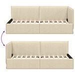 vidaXL Cadre de lit d'angle avec tête de lit Crème 80 x 200 cm tissu