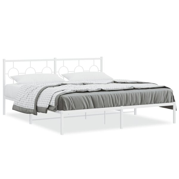 vidaXL Cadre de lit métal sans matelas et tête de lit blanc 183x213 cm