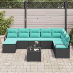 vidaXL Ensemble de canapé de jardin 9 Pièces Noir Poly rotin