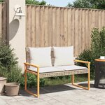 vidaXL Banc de jardin avec coussin mélange beige résine tressée acacia
