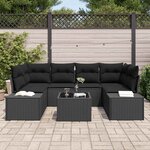 vidaXL Ensemble de canapé de jardin avec coussin 7 Pièces Noir polyrotin
