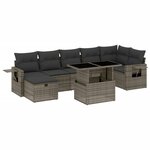 vidaXL Salon de jardin 8 Pièces avec coussins gris résine tressée