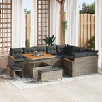 Ensemble de canapé de jardin de 12 pièces vidaXL avec coussins en poly rattan gris