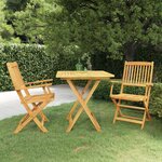 vidaXL Ensemble à manger de jardin pliable 3 Pièces Bois d'acacia solide