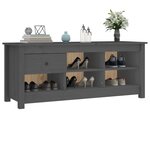 vidaXL Armoire à chaussures Gris 110x38x45 5 cm Bois de pin massif
