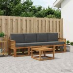 vidaXL Ensemble de canapés d'extérieur 5 Pièces Naturel et Anthracite
