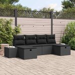 vidaXL Ensemble de canapé de jardin 6 Pièces Noir 55 x 62 x 69 cm