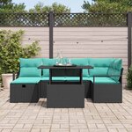 vidaXL Ensemble de canapé de jardin avec coussin 7 Pièces Noir Poly rotin