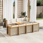 vidaXL Salon de jardin avec coussins 9 Pièces beige résine tressée