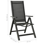 vidaXL Chaises pliables de jardin 2 Pièces Textilène et aluminium Noir