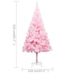 vidaXL Arbre de Noël artificiel pré-éclairé et boules rose 210 cm PVC