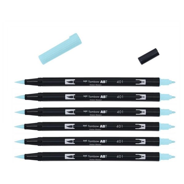 Feutre Dessin Double Pointe ABT Dual Brush Pen 401 bleu eau de source x 6 TOMBOW