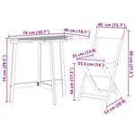 vidaXL Ensemble de Bistro Pliant de 3 Pièces avec Coussins en Bois Massif d'Acacia
