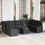 vidaXL Ensemble de salle à manger pour jardin avec coussin 10 Pièces Noir