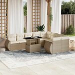 vidaXL Salon de jardin avec coussins 10 Pièces beige résine tressée