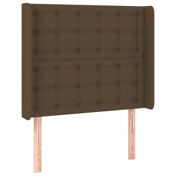 vidaXL Tête de lit avec oreilles Marron foncé 83x16x118/128 cm Tissu