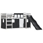 vidaXL Lit superposé sans matelas avec toboggan blanc noir 90x190 cm