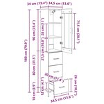 vidaXL Haut Armoire Chêne noir 34 5 x 34 x 180 cm Bois d'ingénierie