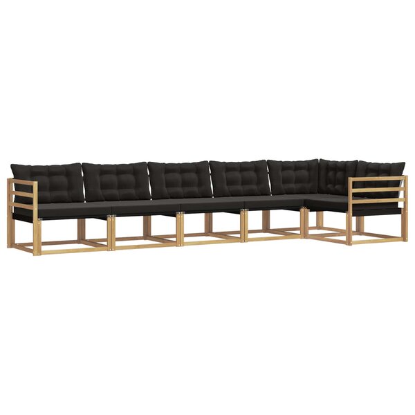 vidaXL Ensemble de canapés d'extérieur 6 Pièces Blanc et noir
