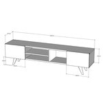 Homemania meuble tv dore 160x29 7x40 6 cm noir et noyer