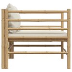 vidaXL Canapé de jardin avec coussins blanc crème Bambou
