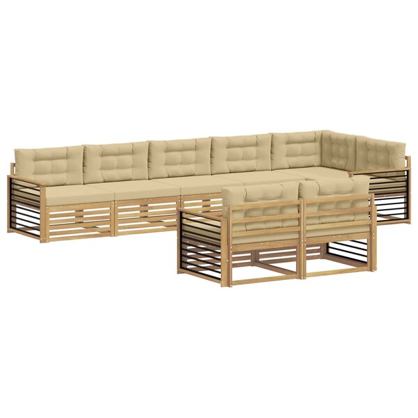vidaXL Ensemble de canapés d'extérieur 8 Pièces Blanc et Beige Polyester
