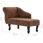 vidaXL Chaise longue Marron Similicuir daim