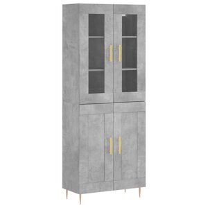vidaXL Buffet haut Gris béton 69 5x34x180 cm Bois d'ingénierie