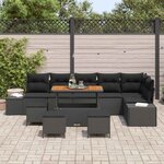 vidaXL Ensemble de canapé de jardin 10 Pièces Noir Poly rotin