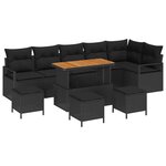 vidaXL Ensemble de canapé de jardin 10 Pièces Noir Poly rotin