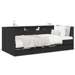 vidaXL Lit de jour avec tiroirs noir 90x190 cm bois d'ingénierie