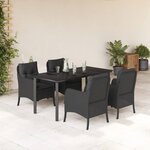 vidaXL Ensemble à manger de jardin coussins 5Pièces Noir Résine tressée