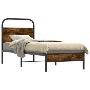 vidaXL Cadre de lit sans matelas chêne fumé 75x190cm bois d'ingénierie