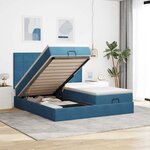 vidaXL Cadre de lit ottoman avec matelas bleu foncé 200x200 cm velours