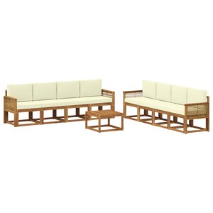 vidaXL Ensemble de canapés d'extérieur 9 Pièces Naturel et Crème