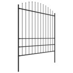 vidaXL Clôture de jardin avec dessus en lance Acier 1 7 m Noir