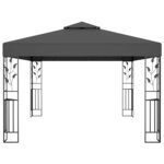 vidaXL Tonnelle avec double toit et lumières LED 3x4 m Anthracite