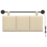 vidaXL Tête de lit suspendue Avec lumière LED Crème Tissu