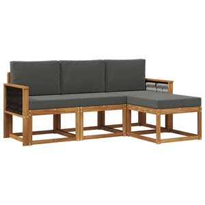 vidaXL Ensemble de canapés d'extérieur 4 Pièces Naturel et Anthracite