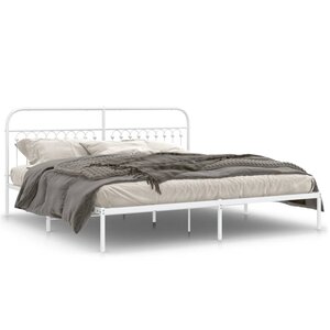vidaXL Cadre de lit métal sans matelas et tête de lit blanc 200x200 cm