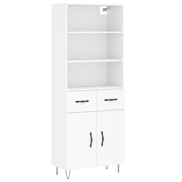 vidaXL Buffet haut Blanc 69 5x34x180 cm Bois d'ingénierie